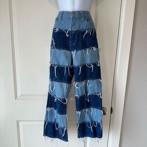 SHEIN Distressed Patchwork Jeans